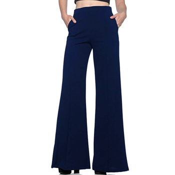 Дамски ежедневни панталони, леко клеш, средна талия, полиестер с еластан, висока еластичност