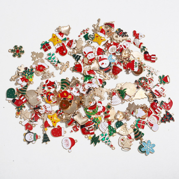 Комплект гривна и колие от цинкова сплав, електроплакиране, DIY бижута, коледна серия, смесени стилове