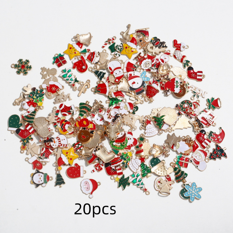 Комплект гривна и колие от цинкова сплав, електроплакиране, DIY бижута, коледна серия, смесени стилове