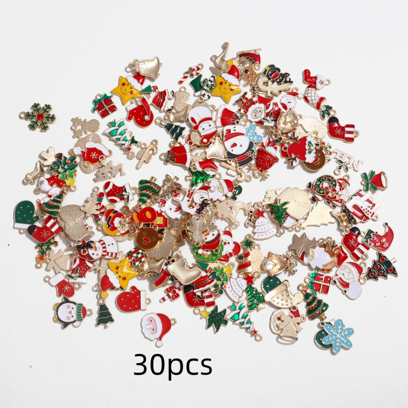 Комплект гривна и колие от цинкова сплав, електроплакиране, DIY бижута, коледна серия, смесени стилове