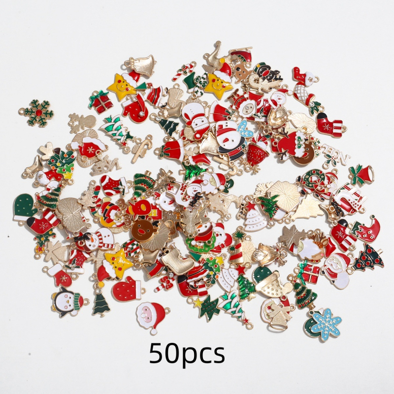 Комплект гривна и колие от цинкова сплав, електроплакиране, DIY бижута, коледна серия, смесени стилове