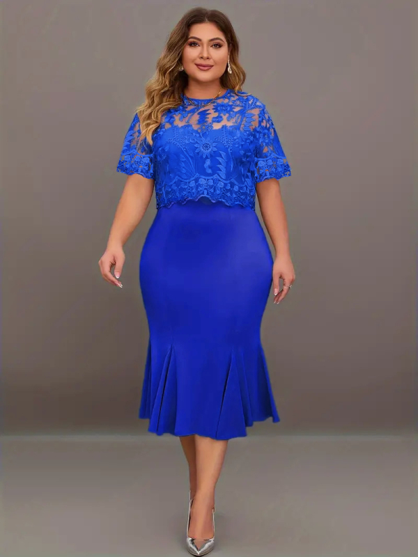 Haljina s šavom patchworkom, uski kroj, okrugli izrez, 3/4 rukavi, srednja duljina, 95% poliester