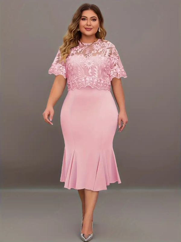 Haljina s šavom patchworkom, uski kroj, okrugli izrez, 3/4 rukavi, srednja duljina, 95% poliester