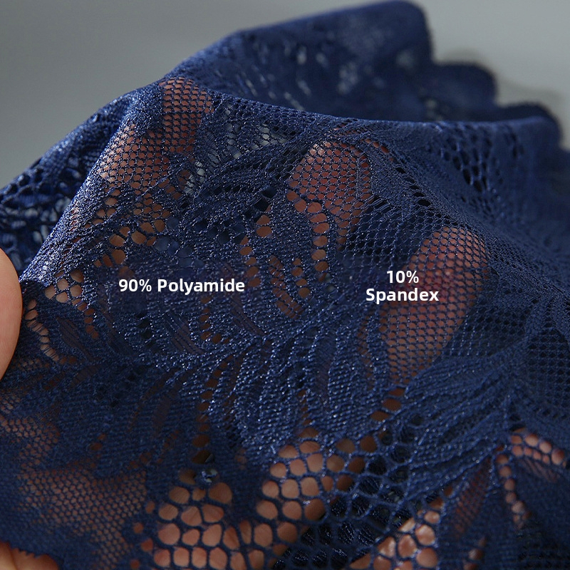 Дамски дантелени бикини с висока талия — безшевни, флорален десен, памучна подплата, основна материя: найлон 90–95%, средна талия