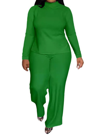 Дамски панталонен костюм, плетен, едноцветен модел, полиестер със спандекс, дълги ръкави
