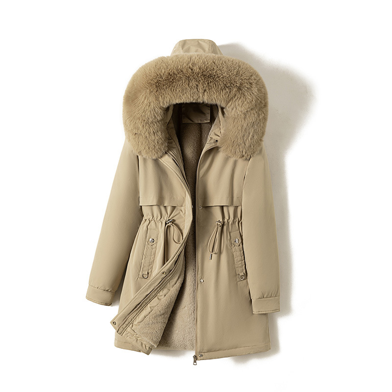 Moteriška gobtuvė su pūko-pamato užpildymu, nailono išorinis, poliesterio pamušalas, vidutinio ilgio, laisvas kirpimo, priekyje užtrauktukas