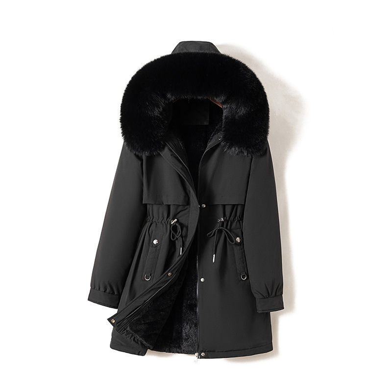 Moteriška gobtuvė su pūko-pamato užpildymu, nailono išorinis, poliesterio pamušalas, vidutinio ilgio, laisvas kirpimo, priekyje užtrauktukas