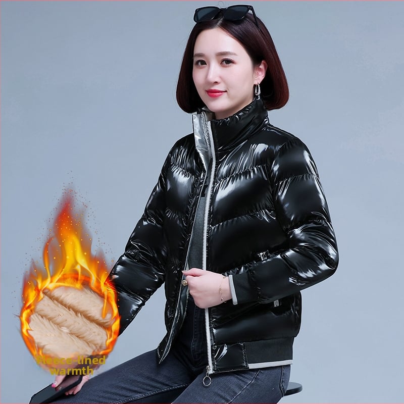 Moteriškas medvilnės pūkuotas paltas su užpildymu, itin storas, su stovinčia apykakle, ilgos rankovės, vidutinio ilgio