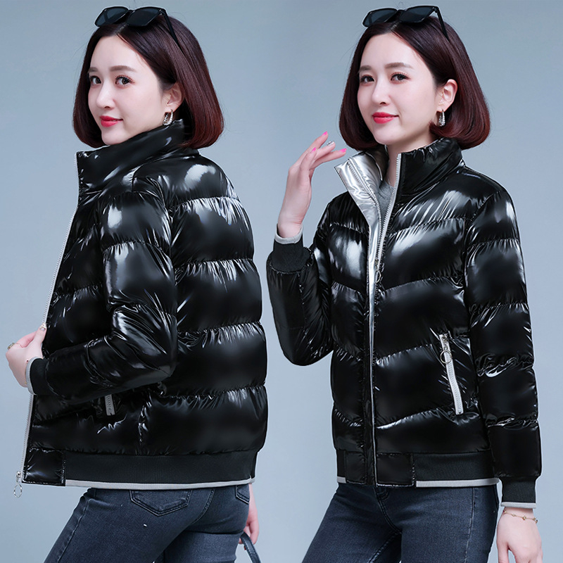 Moteriškas medvilnės pūkuotas paltas su užpildymu, itin storas, su stovinčia apykakle, ilgos rankovės, vidutinio ilgio