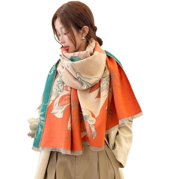 Šal od imitacijskog kašmira, topao, pamukova smjesa, jacquard završna obrada, elegantan minimalistički dizajn