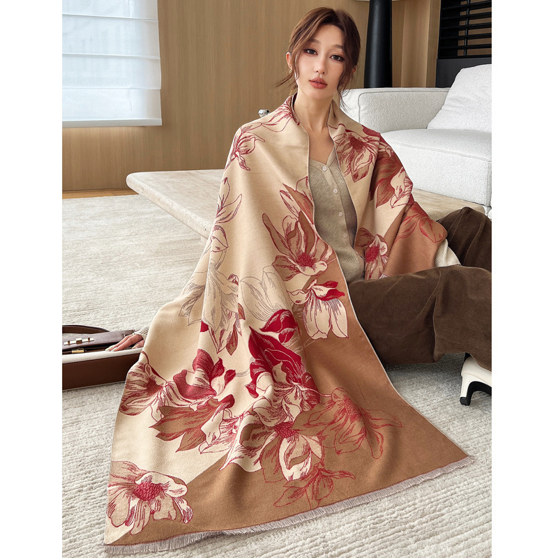 Šal od imitacijskog kašmira, topao, pamukova smjesa, jacquard završna obrada, elegantan minimalistički dizajn