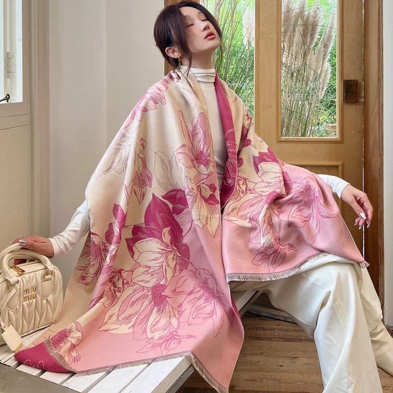 Šal od imitacijskog kašmira, topao, pamukova smjesa, jacquard završna obrada, elegantan minimalistički dizajn