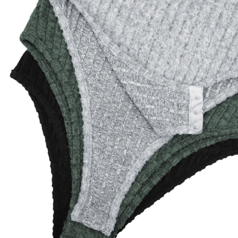 Salopetă tricotată din poliester (≥95%) cu elastan, mâneci lungi, talie medie, grosime medie, croială strânsă