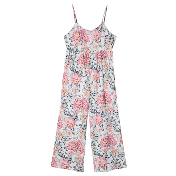 Γυναικεία ολόσωμη φόρμα με τιράντες, εκτυπωμένο σχέδιο, φαρδιά παντελόνια, ψηλή μέση, χωρίς μανίκια, πολυεστέρας-σπάντεξ, Άνοιξη 2025