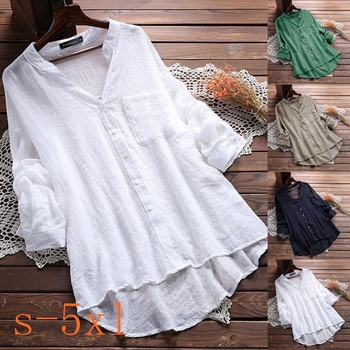 Женска риза от полиестер, едноцветна, кръгло деколте, дълъг ръкав, свободна кройка