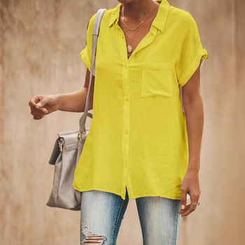 Дамска риза от полиестер, едноцветна, стояща яка, прав силует, съдържа над 95% полиестер