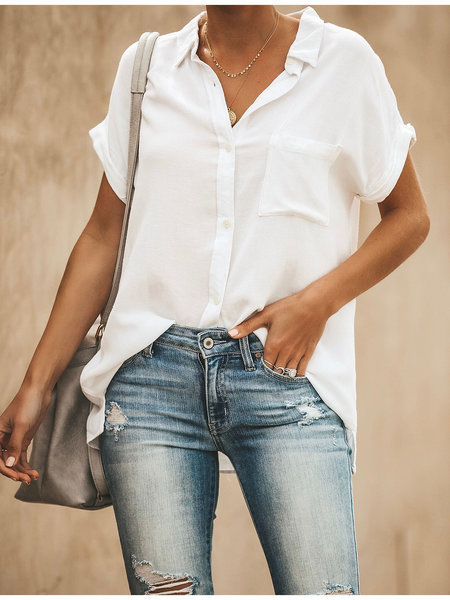 Cămașă de damă din poliester, uni, guler înalt, croială dreaptă, conținut poliester peste 95%