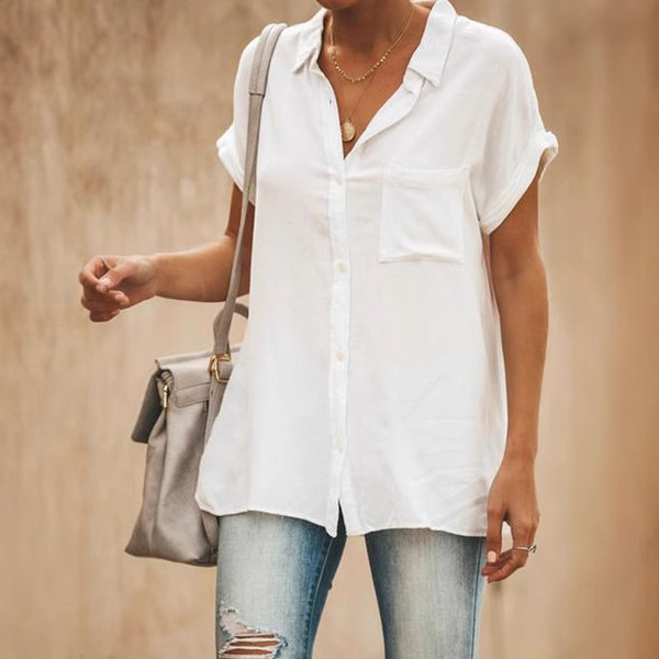 Cămașă de damă din poliester, uni, guler înalt, croială dreaptă, conținut poliester peste 95%