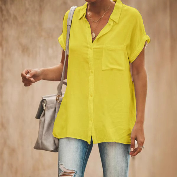 Cămașă de damă din poliester, uni, guler înalt, croială dreaptă, conținut poliester peste 95%