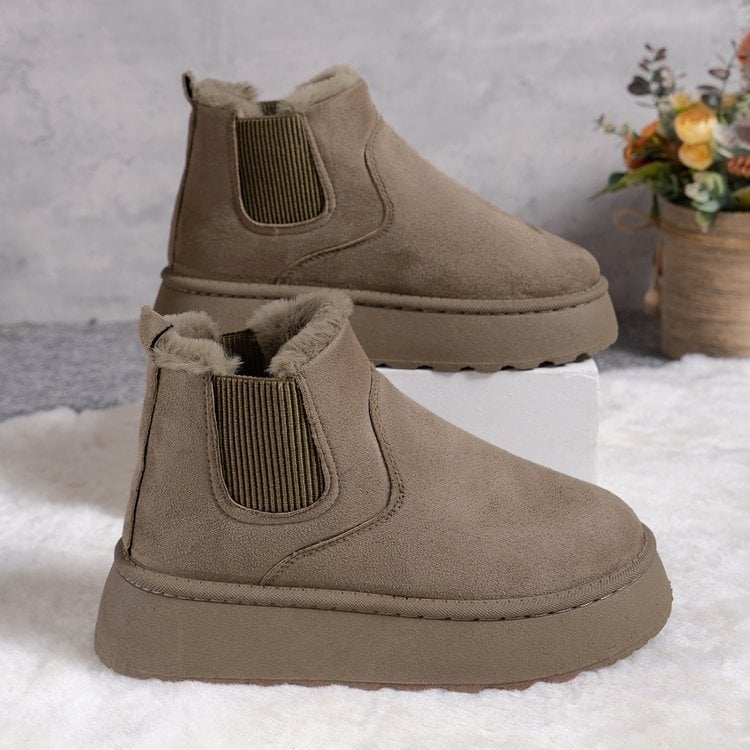 Siltas sieviešu augstas sniega zābaki ar slip-on aizdari un ērtu iekšpusi