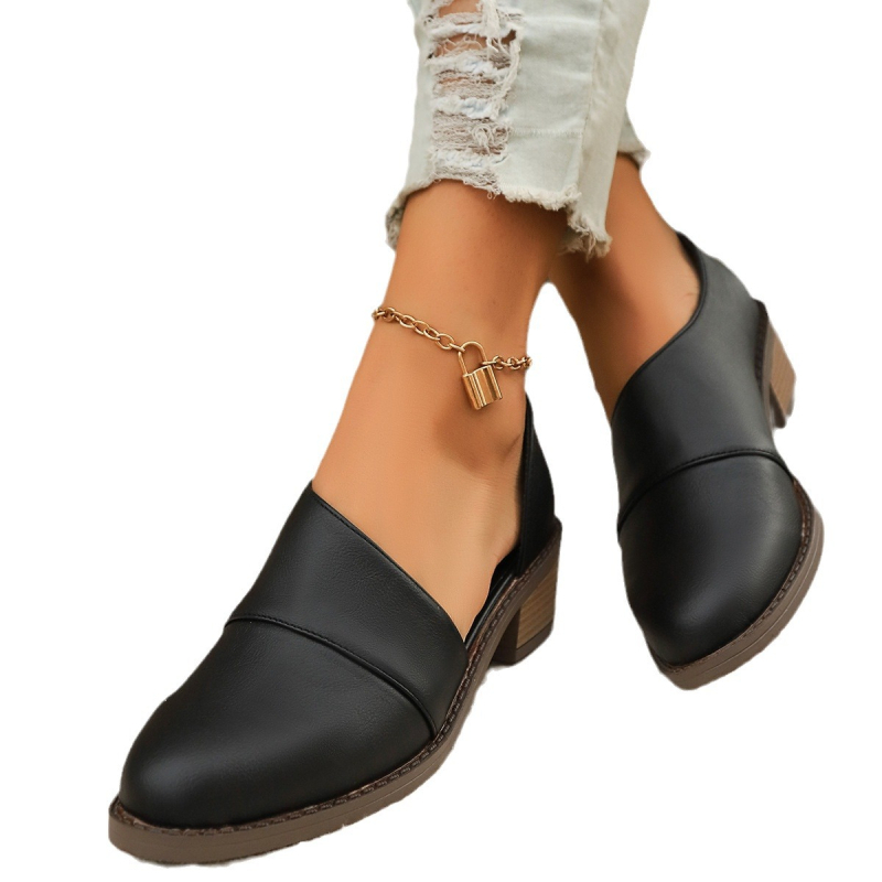 Γυναικείες Chelsea μποτίνες με τετράγωνο τακούνι 3–5 cm, μυτερό δάχτυλο, PU πάνω, καουτσούκ σόλα, φθινοπωρινή-χειμωνιάτικη