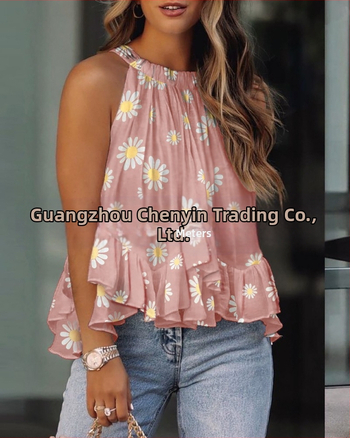 Τ‑shirt χωρίς μανίκια με εκτύπωση, σε αστικό στυλ ανάπαυσης, χαλαρή γραμμή, μήκος 50–65 εκ.