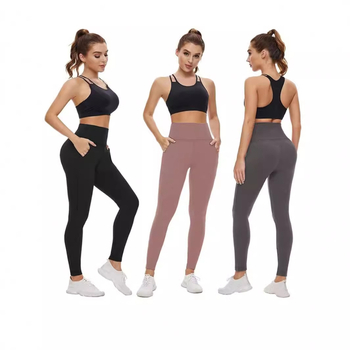 Női cropped leggings zsebekkel, magas derékkal, csípőemelés funkcióval, puha és kényelmes fitness jóga nadrág, poliészter-spandex keverék
