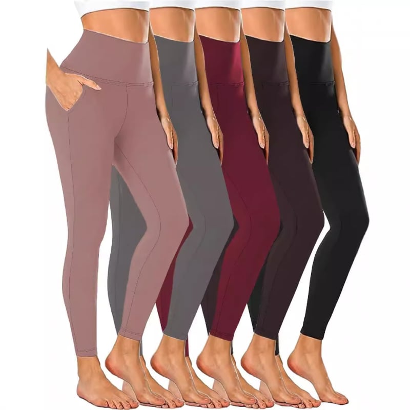 Női cropped leggings zsebekkel, magas derékkal, csípőemelés funkcióval, puha és kényelmes fitness jóga nadrág, poliészter-spandex keverék