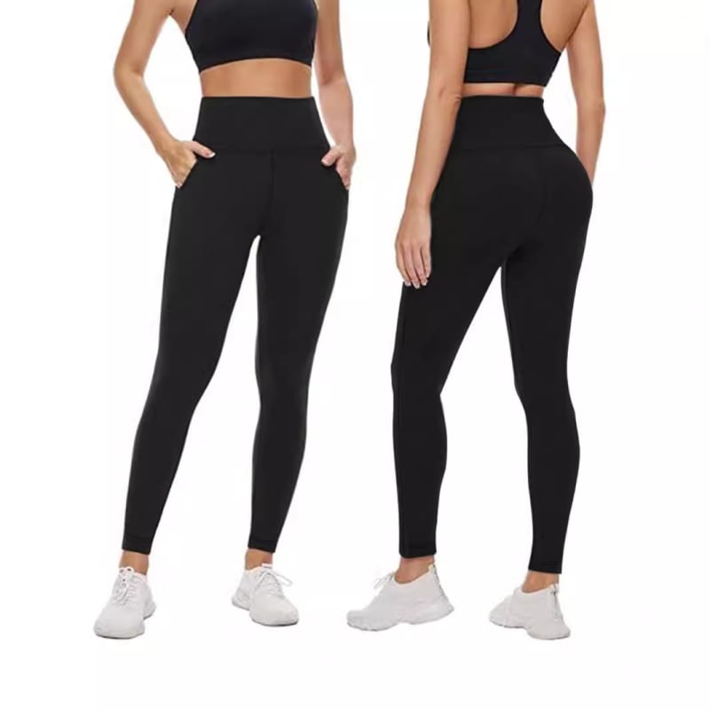 Női cropped leggings zsebekkel, magas derékkal, csípőemelés funkcióval, puha és kényelmes fitness jóga nadrág, poliészter-spandex keverék