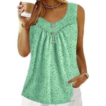 Αμάνικο φλοράλ τοπ - Άνετη γραμμή, Μεσαίο μήκος, Πολυεστέρας 90-95%, Σπάντεξ <30%