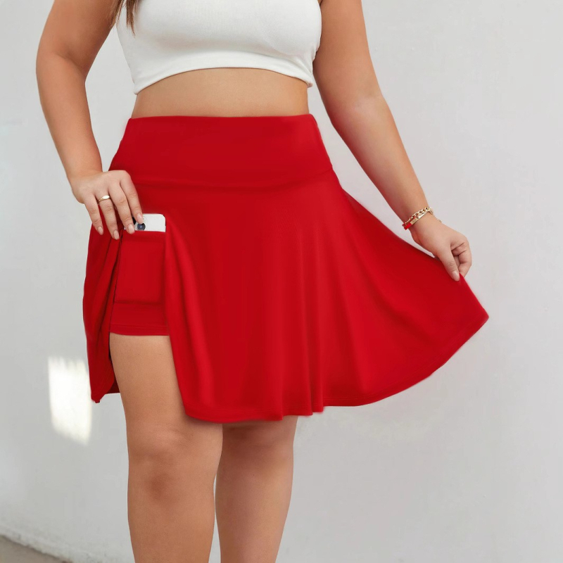 Ženska plisirana sportska suknja, jednobojna, poliester tkanina, sastav glavnog materijala poliester s elastanom, udio glavnog materijala 95% i više
