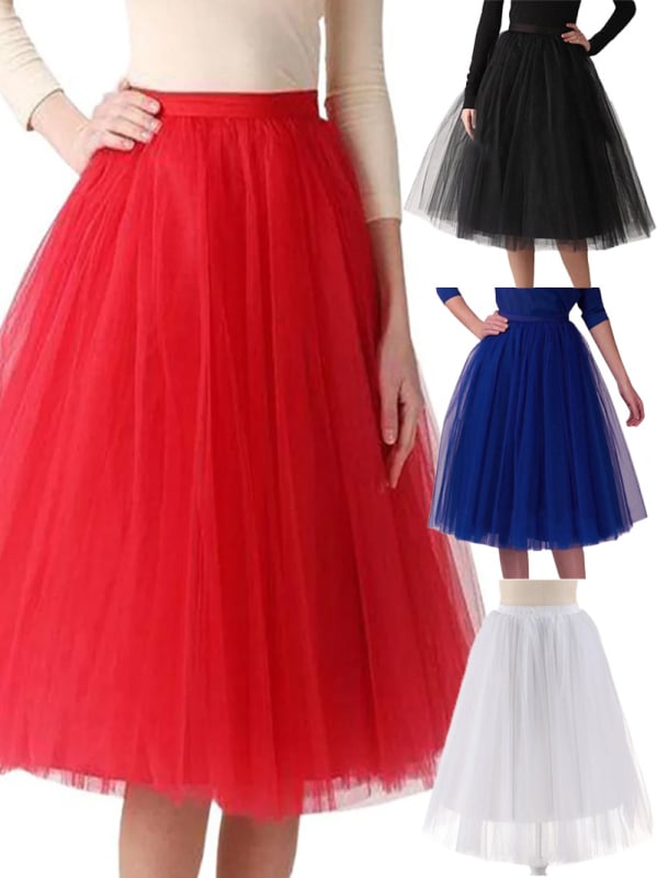 Φούστα τούλι, μεσαίου μήκους, ανάμειξη πολυεστέρα-σπαντεξ, μικροελαστική