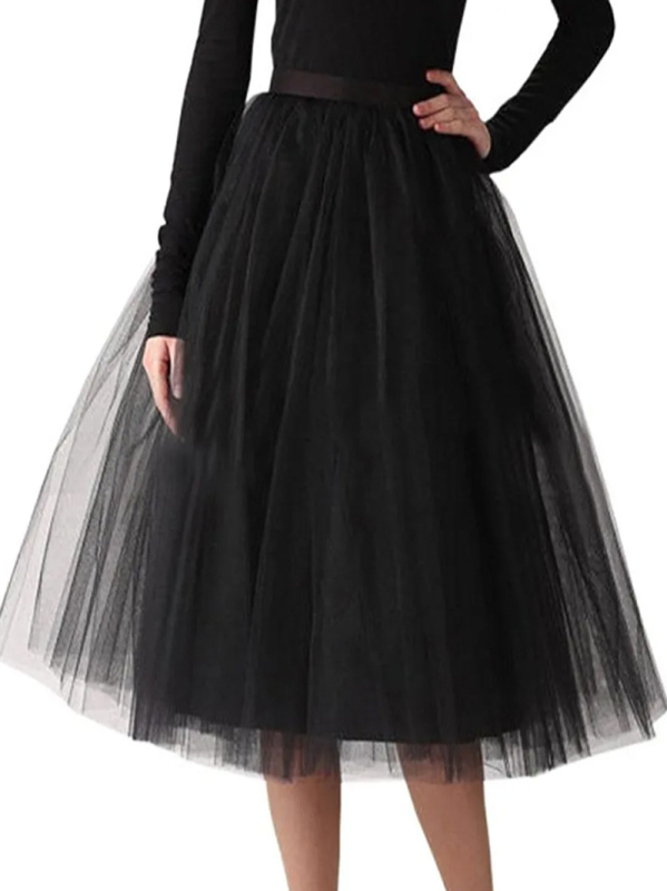 Φούστα τούλι, μεσαίου μήκους, ανάμειξη πολυεστέρα-σπαντεξ, μικροελαστική