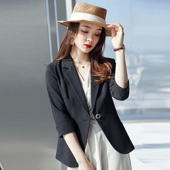 Ischen női slim-fit kosztümkabát, 3/4-ös ujjú, kosztüm gallér, poliészter anyag