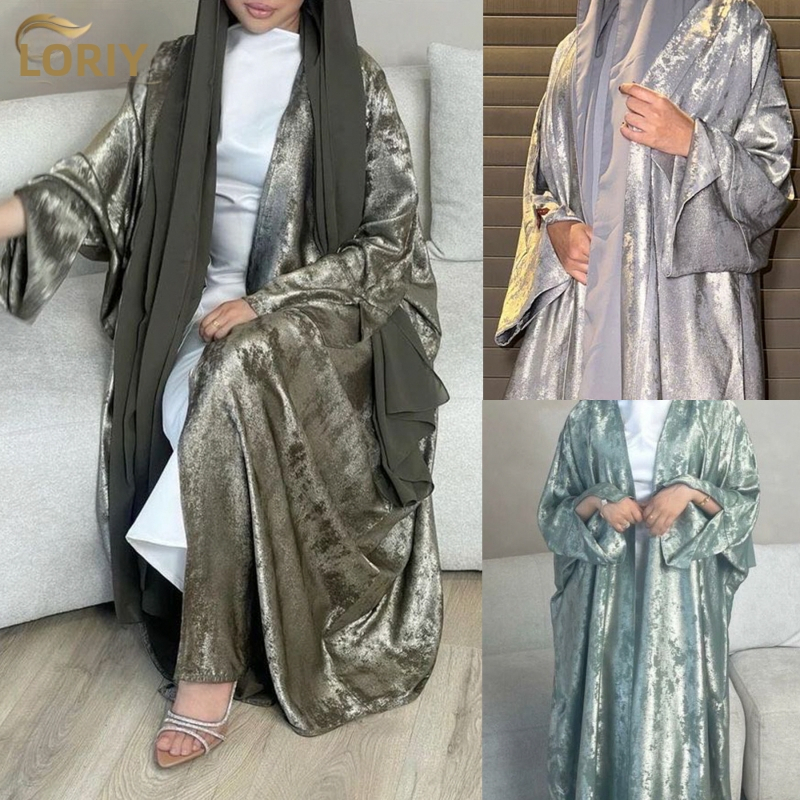 LORIYA Abaya hosszú ujjú, köntös poliészter, 95%+ poliészter, magas hőmérsékletű formázás, hosszú fazon (2024 nyár)