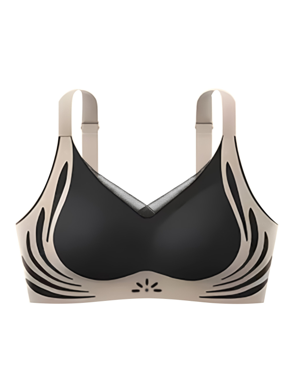 Αθλητικό σουτιέν χωρίς ραφές με ανύψωση, χωρίς μπανέλες, αναπνεύσιμο ύφασμα νάιλον-σπαντέξ, λεπτά διαμορφωμένα cups, σχέδιο που τονίζει το πίσω μέρος