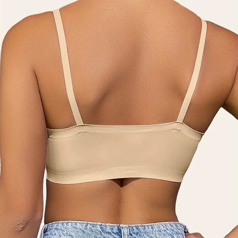Σουτιέν χωρίς ραφές με V-λαιμό, κύπελλα 3/4 με λεπτό κάλυμμα, νάιλον ύφασμα με επένδυση από σπάνξ, σταθεροί διπλοί ιμάντες, χωρίς μπανέλες