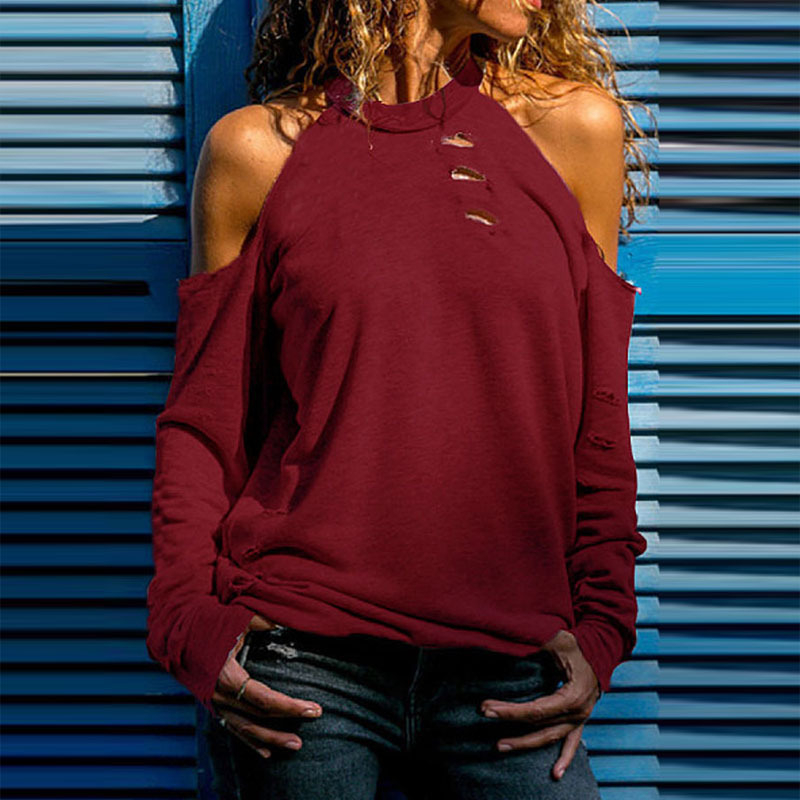 Tricou T cu mâneci lungi, guler rotund, croială lejeră, stil street hipster, material din amestec de bumbac cu 30–50% poliester