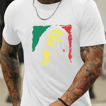 Μπλουζάκι Art Face Creative Print, βαμβάκι, εκτύπωση, στρογγυλή λαιμόκοψη, κοντά μανίκια, κανονική γραμμή, καλοκαίρι 2024