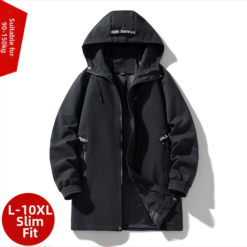 Ανδρικό μπουφάν με κουκούλα, αντιανεμικό, με σταθερό γιακά, φερμουάρ και τσέπες τύπου patch