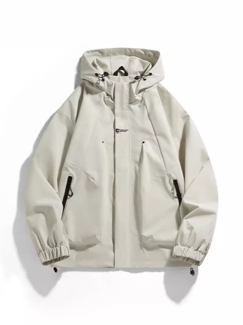 Ανδρικό μπουφάν με κουκούλα και φερμουάρ, εξωτερικό ύφασμα 100% πολυεστέριο, επένδυση 100% πολυεστέριο, χαλαρή γραμμή