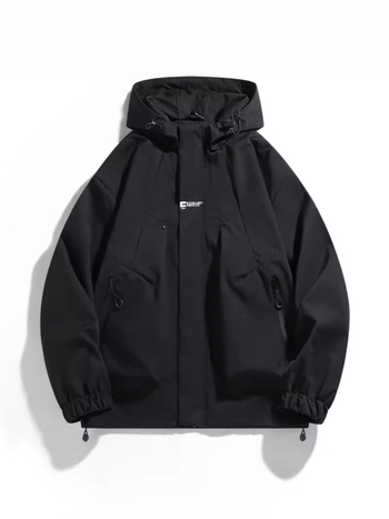Ανδρικό μπουφάν με κουκούλα και φερμουάρ, εξωτερικό ύφασμα 100% πολυεστέριο, επένδυση 100% πολυεστέριο, χαλαρή γραμμή