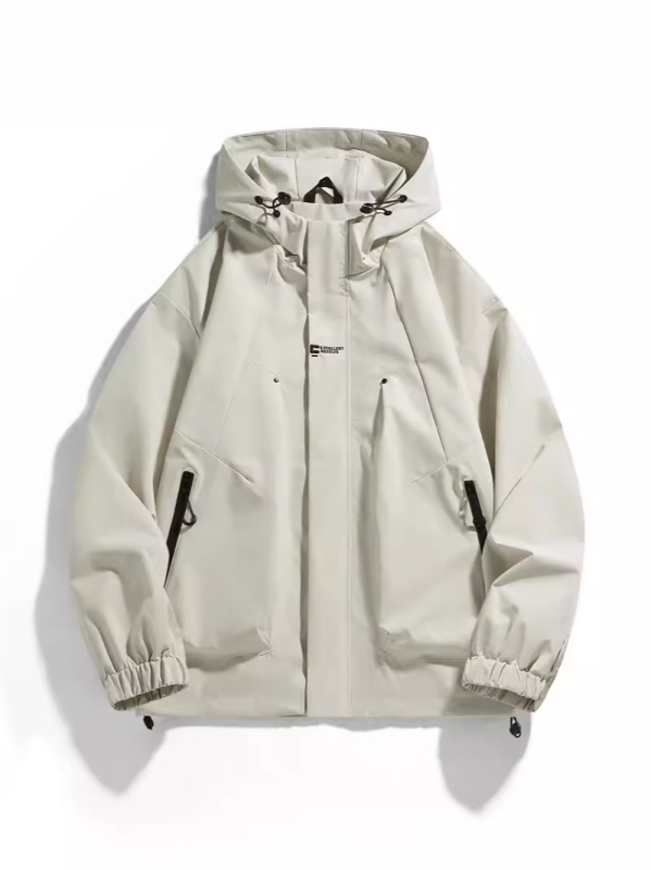 Ανδρικό μπουφάν με κουκούλα και φερμουάρ, εξωτερικό ύφασμα 100% πολυεστέριο, επένδυση 100% πολυεστέριο, χαλαρή γραμμή