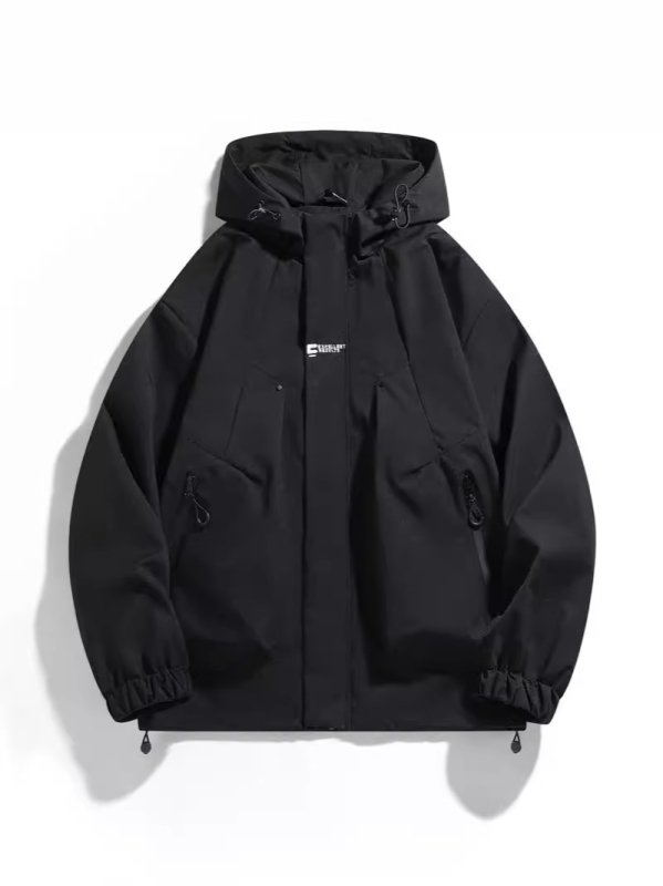 Ανδρικό μπουφάν με κουκούλα και φερμουάρ, εξωτερικό ύφασμα 100% πολυεστέριο, επένδυση 100% πολυεστέριο, χαλαρή γραμμή