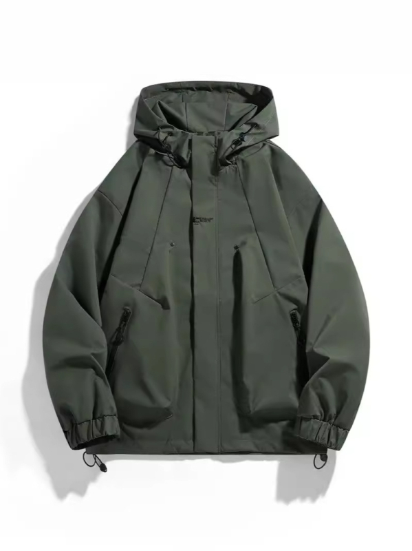 Ανδρικό μπουφάν με κουκούλα και φερμουάρ, εξωτερικό ύφασμα 100% πολυεστέριο, επένδυση 100% πολυεστέριο, χαλαρή γραμμή