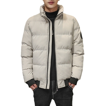 Μπουφάν με επένδυση σε κορεατικό στυλ με κουκούλα, χαλαρή γραμμή, φερμουάρ μπροστά, τσέπες patch, πέτο