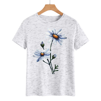 Γυναικείο T-shirt με εκτύπωση, λαιμόκοψη crewneck, κοντό μανίκι, φαρδιά γραμμή, πολυεστέρας