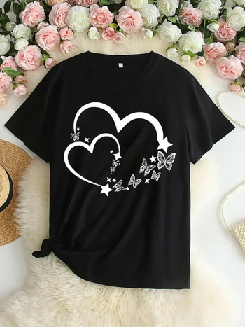 Μπλουζάκι Yazhifu: 3D εκτυπωμένο σχέδιο, πολυεστέρας, κοντό μανίκι, στρογγυλή λαιμόκοψη, χαλαρή γραμμή