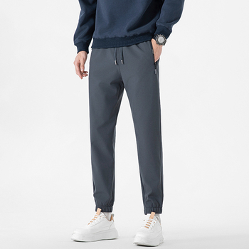 Ανδρικά καθημερινά παντελόνια - Υψηλή μέση, Αδιάβροχα, Ευθεία γραμμή, Με ζώνη, 100% πολυεστέρας