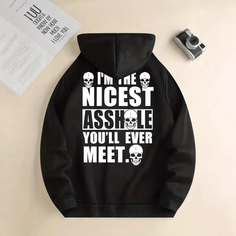 Hoodie od flisa s kapuljom, džep kengura, print s slovima (digitalni tisak), poliester 96%, široki kroj
